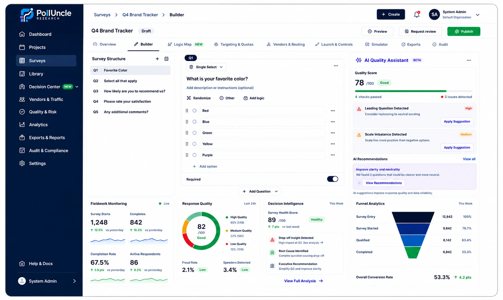 PollUncle Research survey builder and analytics